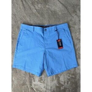 CHAPS Men Shorts Blue Chino Flat Front Stretch Waist 40 Inseam 9